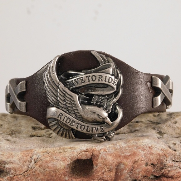 Irish Gem Jewelry - Leather HD bikers bracelet